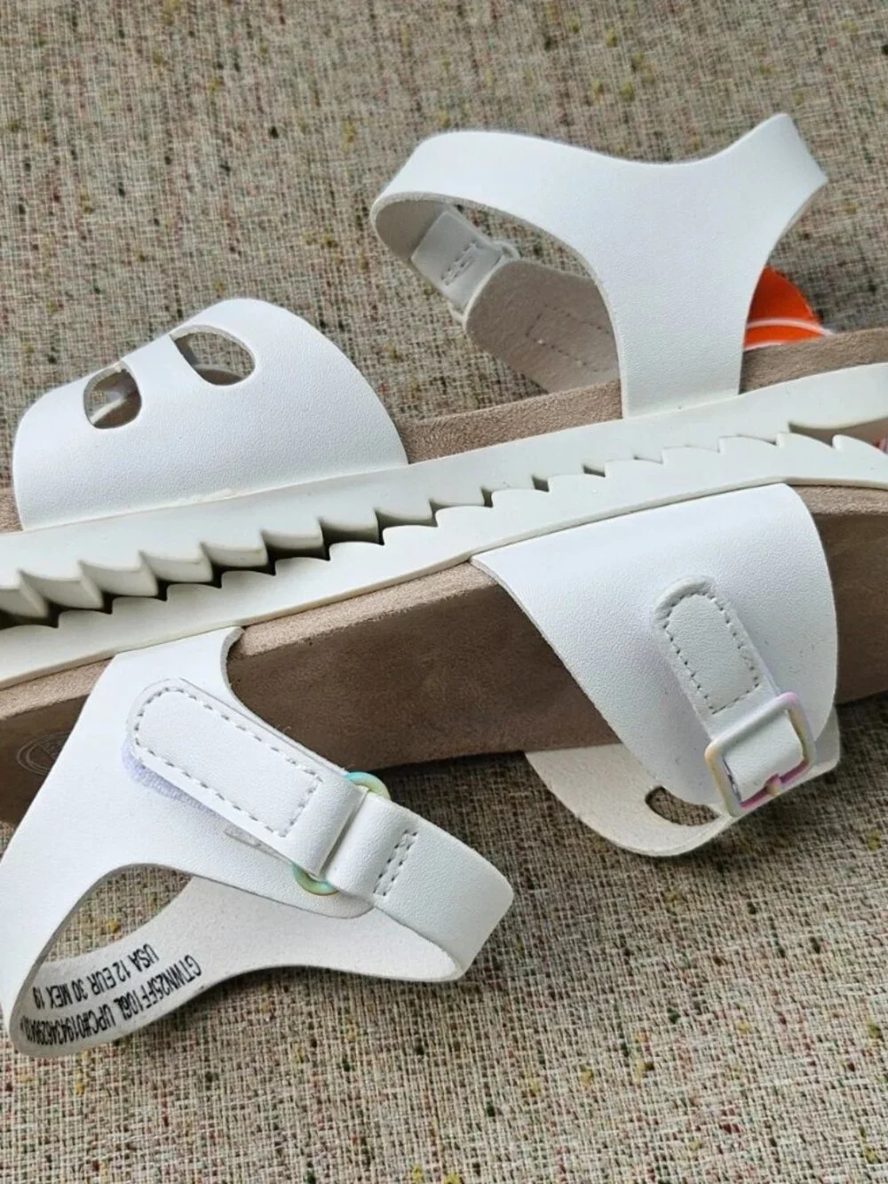 Wonder nation Kid Girl Sandal White Faux Vegan Leather Shoe Size 12USA 30EU NWT